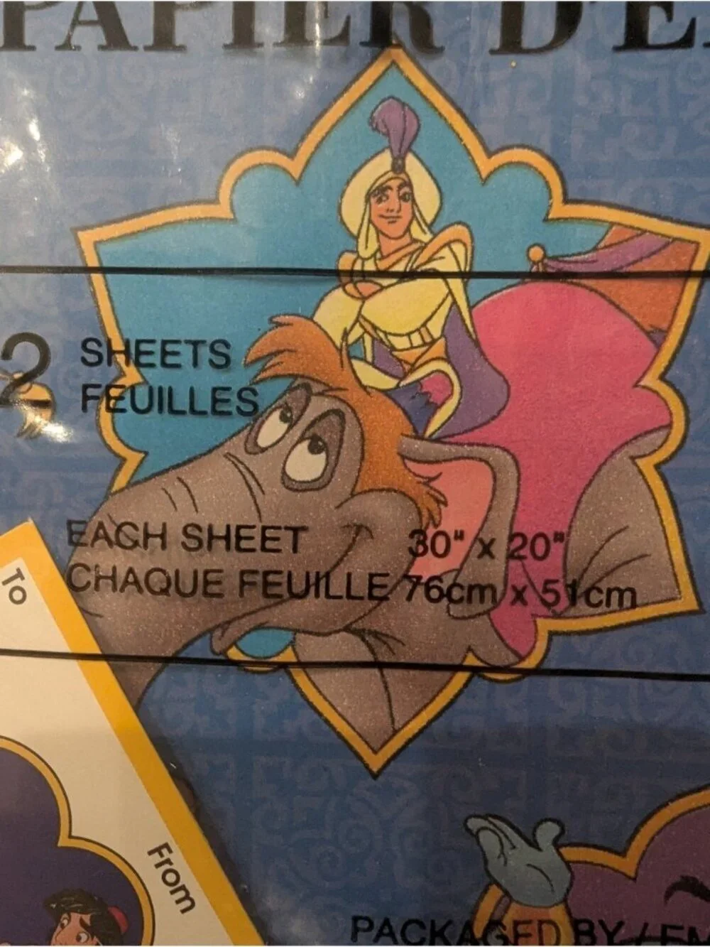 Vintage 80's Gift Wrap Aladdin & Beauty & The Beast Disney Wrap & gift tags